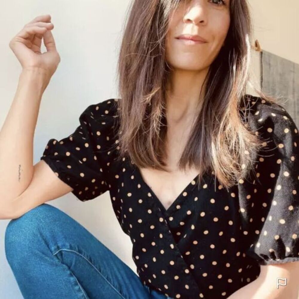 NEW Madewell Corduroy Puff-Sleeve Wrap Top in Oval Dot, M